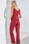Burgundy Cotton Lace Cami Pajama Set - 3