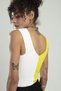 Neon Yellow-white Two-Color Women's Sports Strap V-Neck Stacked Pattern Knitwear Athlete Crop Top Blouse - 8