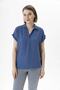 Women's Indigo Blue Shirt Collar Double Sleeve Aerobin Blouse