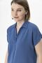 Women's Indigo Blue Shirt Collar Double Sleeve Aerobin Blouse - 3
