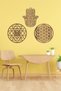 Wooden Flower of Life Sri Yantra and Hamsa Symbols of Abundance Abundance Triple Decorative Painting Wall Ornament - 5