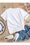 Kids Oversize Blue Colored Dreams Printed White Children's T-shirt - 2