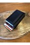 Mkm Automatic Mechanism Magnetic Leather Look Black Card Holder Wallet with Money Compartment
