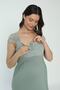 Green Maternity and Maternity Dressing Gown Nightgown Set - 7