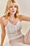 Women's Cream Patterned Knitwear Blouse 20235068