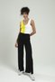 Neon Yellow-white Two-Color Women's Sports Strap V-Neck Stacked Pattern Knitwear Athlete Crop Top Blouse - 4