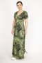Women's Green Large Size Wraped Collar Colorful Long Dress 65n36194 - 2