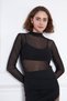 Women's Black Tulle Sheer Blouse - 3