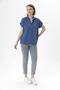 Women's Indigo Blue Shirt Collar Double Sleeve Aerobin Blouse - 2