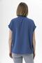 Women's Indigo Blue Shirt Collar Double Sleeve Aerobin Blouse - 4