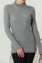 Women's Gray Sleeve and Collar Lace Ruffle Detail Half Turtleneck Knitwear Sweater