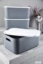2 Pieces 13.4 Lt Gray Multi-Purpose Closet Organizer Box with Lid, Decorative Box, Toy Box - 2