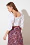 White Balloon Sleeve Square Neck Crop Woven Blouse TWOSS19XB0036 - 11