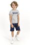 Men's Gray Short Sleeve Shorts Pajama Set - 2