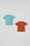 Unisex Printed 2-Piece Short Sleeve Cotton T-Shirt - 2