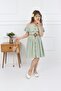 Children's Green Bag Halter Button Dress - 3