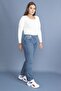 Women's Plus Size Blue Wash Effect Jeans 65n23317 - 3