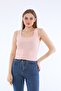 Women's Pink Sleeveless Blouse Thick Strap Athlete Slim Summer Square Collar Knitwear
