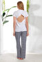 Women's White Printed Trousers Set - 2