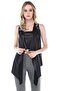 Women's Black Leather Vest Yde1009