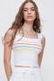 Women's White Striped Square Collar Striped Knitwear Blouse ALC-7122