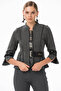 Women's Gray Black Lems Judge Collar Snap Jacket 412104-31326.1