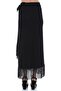 Women's Black Tasseled Wrap Skirt EKT2508 - 2