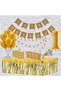 Mini Party Store Kraft Gold 1 Year Old Birthday Set for 8 People - 2