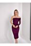 Laurest Burgundy Single Sleeve Tulle Fabric Lined Elegant Evening Dress with Back Slit