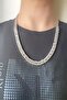 Stainless 316l Steel Women's Men's Thick Flat Knitted Model Chain Necklace Grey Silver 10 Mm 58 Cm - 2
