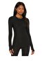 Women's Black Blouse Finger-Slip Anti-Show Silk Jersey