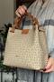 Women's Braided 4 Compartment Shoulder Bag and Handbag 92180- Strgq Kumtaba Combination - 2