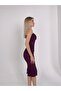 Laurest Burgundy Single Sleeve Tulle Fabric Lined Elegant Evening Dress with Back Slit - 4