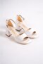 Women's White Low Platform Heeled Shoes - 4