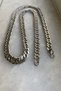 Chain Necklace And Bracelet Set Stainless 316l Steel Women Men Thick Flat Knitted Shiny Silver Gray - 6