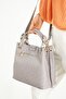 Women's Braided 4-Compartment Shoulder Bag and Handbag 92180- Strgq Gray Combination - 6