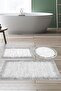 Gray Modern 1342 Non-Slip Base Djt 3-Piece Bath Mat Set Star Leather Round