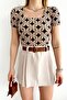 Women's Short Sleeve Square Neck Chain Pattern Blouse