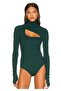 Women's Body Emerald Green Turtleneck Finger Snap Silk Jersey Body