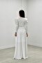 Crepe Fabric Double Breasted Collar Kiloş Dress - White - 5