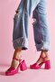 Fell Fuchsia Satin Platform Heeled Casual Shoes