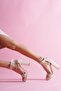 Beige Ankle Strap Platform Heeled Shoes - 5