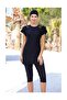 Women's Semi Covered Hijab Swimsuit Short Sleeve 3205 Black - 2