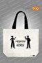 Hambez (Canvas Fabric) Bag - Protect Your Distance Printed 46X37 - Black Handle (3 Pieces)