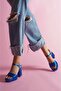 Fell Cobalt Blue Satin Platform Heeled Casual Shoes - 3