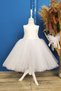 White Powder Bow Tutu Birthday Dress and Bandana Set, Children's Evening Dress - 3