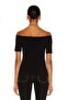 Women's Black Strapless Blouse Short Sleeve - 2