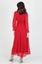 Women's Double Breasted Collar Tie Detailed New Season Long Chiffon Dress Btq028 - 5