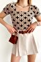 Women's Short Sleeve Square Neck Chain Pattern Blouse - 3