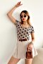 Women's Short Sleeve Square Neck Chain Pattern Blouse - 6